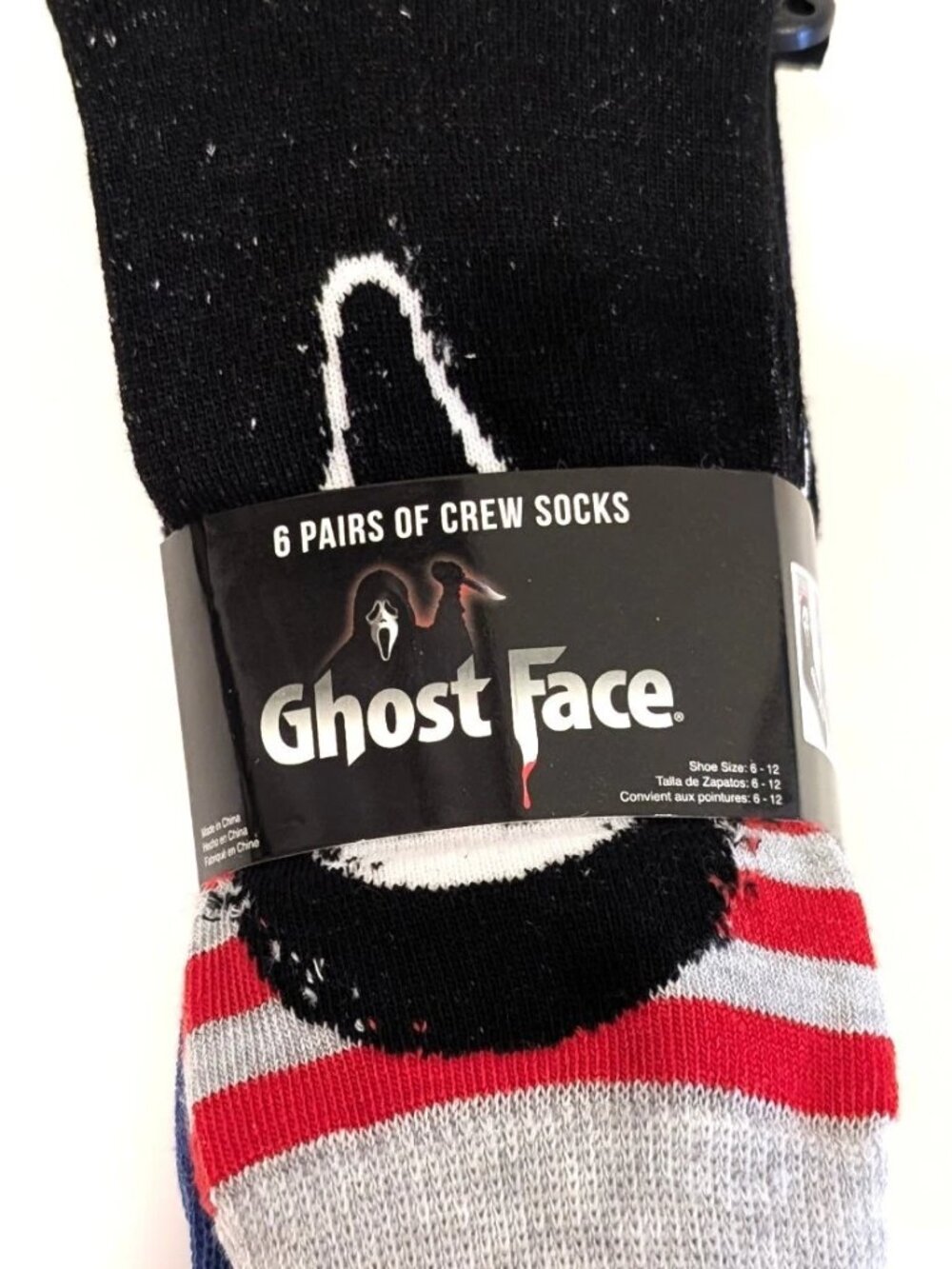 Scream Ghost Face Novelty Crew Socks 6 Pack Halloween Horror Mens Size 6-12 NWT